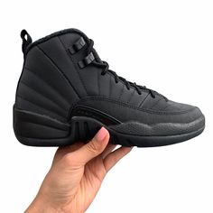 Jordan 12 Retro “Winter Black” Brand New, With Original Box Size 4y (Women’s Size 5.5) Bgrade 100% Authentic Sporty High-top Sneakers For Winter Sports, Black Mid-top Winter Sneakers, Black Mid-top Sneakers For Winter, Black Low-top Sneakers For Winter Sports, Low-top Black Sneakers For Winter Sports, Black High-top Sneakers With Abzorb Midsole For Winter, Black Outdoor Sneakers With Padded Tongue, Sporty Sneakers For Winter Sports With Round Toe, Black High-top Basketball Shoes With Padded Tongue