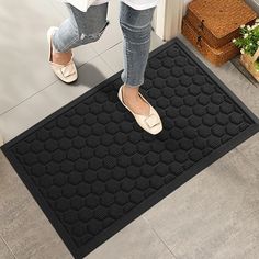 PRICES MAY VARY. Capture Dirt and Moisture: Doormat super absorbent, HIYARD outdoor welcome mat holds up to 1.8 gallons of water per square yard. Deep groove design and rubber border helps capture water and prevents excess water from spilling onto the ground. Indoor door mat surface fibers scrape dust and debris from your shoes, boots, paws. Let the dirt stay out Non Slip Rubber Backing: Door mat outdoor entrance textured rubber backing with moisture-proof , wear-resistant, safe, non-slip to protect your floor. Quick dry outdoor indoor door mats for entryway, tile, marble, deck, hardwood, concrete. Please keep the floor dry before placing the entry rug to prevent falling Sturdy, Stain and Fade Resistant: Front door rug high density polyester surface, made of waterproof recycled fabric, sup Front Door Mat Indoor, Entryway Tile, Door Mat Indoor, Entry Mat, Rubber Door Mat, Outdoor Entrance, Welcome Door Mat, Groove Design, Entry Mats