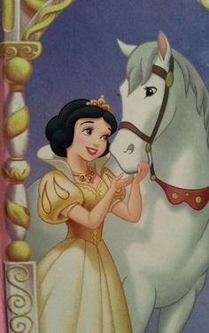 a painting of snow white and her horse