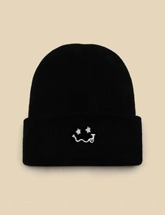 This beanie hat has been decorated with a Cartoon embroidery. This black hat is great for autumn/winter seasons. It also makes a great gift for Cartoon fans or those who like alternative fashion. This black beanie hat is stretchy so will fit most adult heads. It is made from soft-touch acrylic and is machine washable. *Description & Details: - Product Measurements: One size 58 cm *This data was obtained from manually measuring the product, it may be off by 1-2 CM. - Color: Black - Style: Casual  - Pattern Type: Cartoon - Type: Beanie - Composition: 100% Acrylic - Material: Fabric Please note: Due to the one-of-a-kind nature of the medium, exact colors and patterns may vary slightly from the image shown. Grunge Guy, Cool Beanies, Dr Wardrobe, Accessory Inspo, Cute Beanies, Embroidered Beanie, Cartoon Embroidery, Mens Beanie, Black Beanie