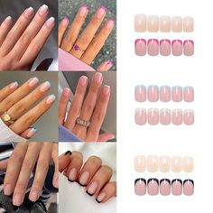 French Tip Press On Nails, Short Fake Nails, Press On Nails Short, Nails Set, Nails Short, Valentine's Day Nails, Nail Accessories, 6 Packs, False Nails