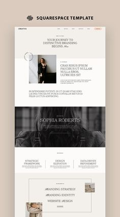 the website design for squarespace is shown in black and white, with an image of a