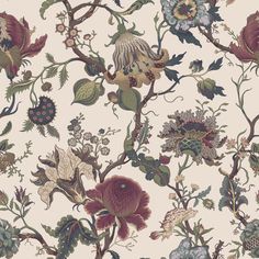 a floral wallpaper with many flowers and leaves