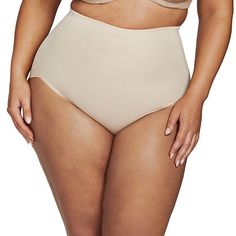 This waistline brief is part of our Unbelievable Comfort Plus Size collection and is designed to provide firm control and support for those looking for shapewear in larger sizes. It sits at the natural waist, offering total comfort, and provides full coverage through the core and tummy, shaping, toning, and compressing without pinching or feeling overly constrictive. Made from a high-performance, lightweight microfiber single-ply fabric that lies flat under clothes and feels cool against the skin, it is comfortable enough to wear every day. The back center seam shapes and defines the tush, and the cotton gusset is breathable on even your most active days. Plus, you'll love our revolutionary Wonderful Edge silicone strips around the back leg openings that means no riding up and no visible l Full Coverage Shapewear With Medium Bust Support, Beige Full Coverage Shapewear With Medium Bust Support, Supportive Full Coverage Shapewear, Beige Full Coverage Seamless Shapewear, Solid Color Shapewear With Medium Bust Support, Beige Seamless Full Coverage Shapewear, Supportive Full Coverage Solid Shapewear, Supportive Solid Shapewear With Moderate Coverage, Supportive Moderate Coverage Shapewear