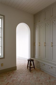 A European Inspired Home | Lark & Linen Interior Design and Lifestyle Blog Monochromatic Mudroom, Mudroom Inspirations, Homestead Plans, Floor To Ceiling Cabinets, Mudroom Laundry, Transitional Farmhouse