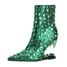 Shop Green Tiger Heel Rhinestones Ankle Boots Pointy Toe High Heel Jeweled Boots color Green for Anniversary, Dancing Club, Going out, Party with worldwide Free shipping & Free return. Green High Ankle Party Boots, Ankle-high Boots With Rhinestones For Spring, Chic Green Pointed Toe Heeled Boots, Spring Ankle-high Boots With Rhinestones, Ankle-high Spring Boots With Rhinestones, Green Rhinestone Round Toe Heels, Ankle-high Rhinestone Boots For Spring, Green Pointed Toe Boots With Reinforced Heel, Spring Ankle-high Rhinestone Boots