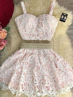 Очаровательные два куски кружев Pink Homecoming Dress Short, Homecoming Dresses Simple, Homecoming Dresses Cheap, Homecoming Dresses Lace, Cheap Homecoming Dresses, Short Homecoming Dresses, Pink Homecoming Dress, Pink Formal Dresses, Two Piece Homecoming Dress