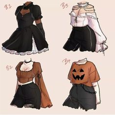 four different styles of clothes with pumpkins on them