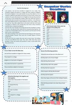 the worksheet for an english speaking activity with pictures and words on it, including stars