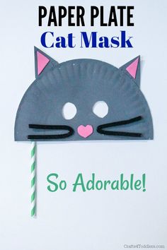 this paper plate cat mask is so adorable it's easy to make and great for kids