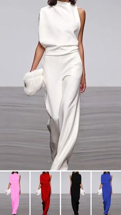 Elegant Winter Jumpsuits And Rompers For Work, Elegant Winter Workwear Jumpsuits And Rompers, White Jumpsuits And Rompers For Fall Party, Jumpsuit Outfit For Wedding, Business Jumpsuit, Overall Outfits, Outfit For Wedding, Outfits Ladies, Ladies Jumpsuit