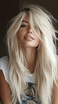 #BEAUTY ,#REALATIONSHIPS #Fashion #Outfits #Winter Outfits #Animals Blonde Hair With Lots Of Layers, Blonde Medium Shag Hairstyles, Witchy Blonde Hair, Bangstyle Hair Long Blonde, Medium Platinum Blonde Hair, Long Edgy Haircut, Medium Long Blonde Hair, Long Choppy Hairstyles, Platinum Blonde Shag