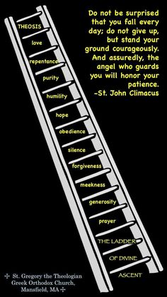 a ladder with words describing the steps to heaven