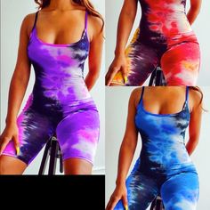 Our New Tie Dye Summer Rompers Are So Comfy, Lightweight And Breathable! Very Stretchy Fits To Your Body Casual Summer Workout Jumpsuits And Rompers, Casual Purple Stretch Jumpsuits And Rompers, Purple Beach Jumpsuits And Rompers, Multicolor Jumpsuits And Rompers For Summer Loungewear, Purple Stretch Jumpsuits And Rompers For Summer, Trendy Purple Summer Jumpsuits And Rompers, Multicolor Summer Jumpsuits And Rompers For Loungewear, Summer Multicolor Jumpsuits And Rompers For Loungewear, Summer Multicolor Loungewear Jumpsuits And Rompers