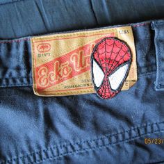 For Your Consideration Today Is This Vintage Ecko Ltd Spider-Man Pants, Not Blue Jean Denim Material , It's Like A Soft Khaki Material, But Dark Blue. No Noticed Damage, Nice Rare Edition For Any Collection. The Jeans Do Need A Good Professional Pressing See Picture Scan For Wear Or Damage.. Picture Is Of The Actual Item You Will Receive.. We Always Ship Out Via Usps With Delivery Confirmation Tracking Numbers Provided Free Of Charge. Also We Typically Ship Out Items Within 24-48 Hours Of Purchase...;) Payments Can Be Made Via Paypal Or Credit Cards Via Paypal. All Of Our Items Are In The Condition In Which They Are Pictured And Described. Please Ask Any Questions You Might Have Before Casual Bottoms With Straight Leg And Logo Patch, Casual Straight Leg Bottoms With Logo Patch, Casual Denim Blue Bottoms With Logo Patch, Blue Cotton Jeans With Logo Patch, Dark Blue Pants, Man Pants, Denim Material, Blue Pants, Blue Jean