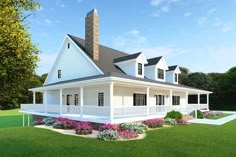 this is an artist's rendering of a house with porches and covered verandas