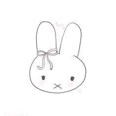 a drawing of a bunny with a bow on its head