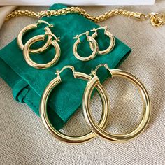 "★ Gold small, medium, oversized large thick hoop earrings / light weight hoops / hypoallergenic earrings / nickel-free These trendy chunky hoop earrings are a basic for your jewelry collection, they're real 18k gold plated and super light weight for everyday use! you will fall in love with this hoops! My jewelry is made with high quality materials to offer you the best jewelry and making you feel and look amazing!! they're also nickel free which make them hypoallergenic earrings, so definitely Cheap Alloy Hoop Earrings For Pierced Ears, Cheap Hoop Earrings For Pierced Ears, Cheap Hoop Earrings For Women As Gift, Cheap Trendy Hoop Earrings For Spring, Trendy Cheap Hoop Earrings For Wedding, Cheap Gold-tone Hoop Jewelry, Cheap Small Hoop Statement Earrings, Cheap Hoop Earrings As Gift, Cheap Modern Gold Plated Hoop Earrings