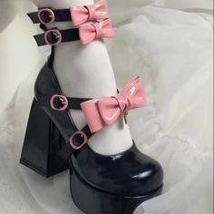 ♡ Romance of Barbie ♡ - High Heels – Heart of Doll Barbie Heels, Cute Shoes Heels, Kawaii Shoes, Kawaii Jewelry, Cute Heels, Girly Shoes, Bow Earrings, Milky White, Really Cute Outfits