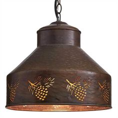 Hammered Copper Pinecone Pendant Light Copper Pinecone, Cabin Light Fixtures, Log Cabin Lighting, Cone Pendant Light, Pinecone Pendant, Santa Carving, Cabin Lighting, Metal Pendant Lamps, Return To Tiffany