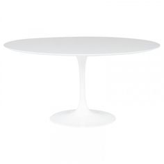 a white table with an oval top on a white background in the shape of a tulip