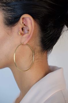 Saffy Jewels Earrings Jennifer Hoops Yellow / 2mm x 60mm EGN017023040_3 Bold Personality, Jeweled Earrings, Everyday Essentials, Wardrobe Staples, Everyday Essentials Products, Timeless Elegance, Final Sale, Fashion Looks, Hoop Earrings