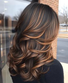 Hair Colours 2024, Brown Hair Chart, Black Hair With Caramel Highlights, Dark Copper Hair Color, Highlights For Dark Brown Hair, Red Ombre Hair, Black Hair With Highlights, Dark Hair With Highlights