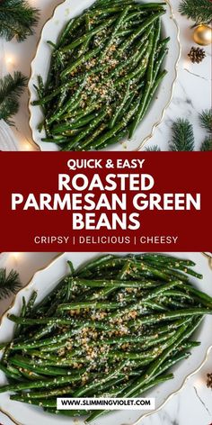 Green Bean Christmas Recipe, Vegetable Sides Christmas, Veggie For Christmas Dinner, Christmas Dinner Green Beans, Green Beans For Christmas Dinner, Veggie Side Dish Christmas, Green Bean Parmesan Recipes, Dinner Party Vegetable Sides, Christmas Side Veggie Dishes