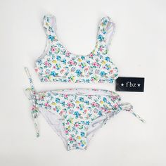 Girls White Floral Two Piece Bikini Swimsuit. Size: Xl Fabric: 80% Nylon, 20% Spandex Garment Care: Hand Wash New With Tags! Beachwear Swimwear With Triangle Top For Play, Playful Fitted Tankini For Poolside, Fitted Summer Playwear Tankini, Playful White Printed Swimwear, Playful Fitted Tankini For Beach Party, Spring Beachwear Swimwear For Play, Summer Stretch Tankini For Playwear, Stretch Tankini For Beach Playwear, Fitted Tankini For Playwear And Beachwear