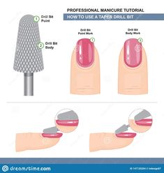 Nail Bits Guide, Nail Shaping Tutorial, Nail Drill Bits Guide, Square Nail Shape, Nail Education, Nail Shaping, Acrylic Nail Drill, Manicure Tutorials, Nail Courses