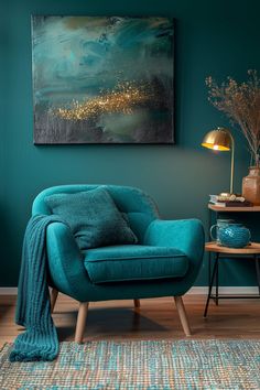 teal living room, living room decor, living room ideas, teal furniture, living room inspo Teal Living Room, Blue Upholstered Chair, Navy Blue Furniture, Blue Sofa Living, Teal Living Room Decor, Blue And Green Living Room, Mint Green Walls, Teal Living Rooms, Green Living Room