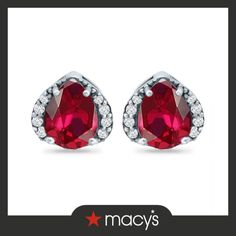 in stock Exquisite Ruby Earrings In Silver, Exquisite Silver Ruby Earrings, Luxury Hallmarked Ruby Earrings, Red Pear-shaped Cubic Zirconia Earrings, Red Heart-shaped Cubic Zirconia Earrings, Online Earrings, Sterling Silver Earrings Studs, Wardrobe Essentials, Cubic Zirconia