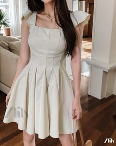 Zlily - Elegant Fit and Flare Princess Dress with Sweetheart Neckline and Waist Cinching Cute Pleated Summer Dresses, Cute Fitted Pleated Dress, Wind Skirt, Dress With Sweetheart Neckline, Umbrella Skirt, Street Outfit, Puff Sleeve Top, Waist Dress, Types Of Skirts