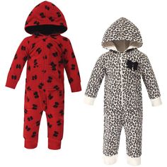 Little Treasure fleece jumpsuits are perfect for chilly day outings. Our zip up coveralls come with an attached hood to keep baby warm and snug. Ribbed cuffs stretch to help stay on baby's hands and ankles. These include an adorable pocket to keep little one's hands extra warm! With snaps on crotch and legs and chest zipper, these suits make for a no fuss, easy dressing experience to get outside!. Little Treasure Baby Girl Fleece Jumpsuits and Coveralls 2pk, Leopard Bow is a great baby essential Union Suit, Hudson Baby, Baby Hands, Girls Fleece, White Leopard, Baby Warmer, Kids Outfits Girls, Red Bow, Baby Bows