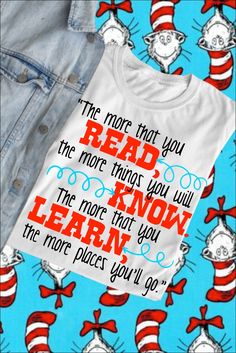 Happy Birthday Dr. Seuss! Celebrate Dr. Seuss' Birthday on March 2nd but we celebrate reading all year around with this tee! T-Shirts-Semi Fitted 95% polyester, 5% spandex Womens sizes are v-neck Ordering up suggested for looser fit Read Across America Shirts For Teachers, Dr Suess Shirts For Teachers, Dr Seuss Outfits For Teachers, Dr Seuss Shirts For Teachers, Themed Letter Print T-shirt For Gift, Themed Letter Print T-shirt Gift, Themed White T-shirt With Letter Print, Fun Slogan T-shirt For Gift, Funny Quote Print White T-shirt