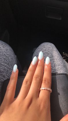 Blue nails, almond shapes nails, summer nails, vacation nails, holiday, beach, spring aesthetic Icy Blue Nails, Rounded Acrylic Nails, Teen Nails, Blue Gel Nails, Hard Gel Nails, December Nails, Basic Nails