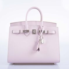 For years now, Hermès has been innovating their iconic Birkin bag design. Much like the classic Kelly bag, which comes in both Retourne and Sellier styles, the Birkin now features an elegant out-stitched Sellier construction to complement the original design (perhaps we can call it the Retourne Birkin?). The first glimpse of this new construction appeared in 2014 as the 40cm Vache Hunter Sellier Birkin, showcasing an unlined interior, a tethered zip pouch, and prominent stitches around the hardw Limited Edition Hermes Bags, Elegant Pink Epsom Leather Bag, Luxury Pink Bag With Lock, Luxury Pink Bags With Lock, Elegant Pink Bag With Lock, Birkin 25 Sellier, Sellier Birkin, Birkin Bags, Luxury Bags Collection