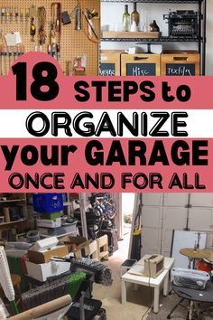 an organized garage with lots of storage and tools