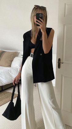 Mom Outfits Spring, Sleeveless Blazer, Chique Outfits, Elegante Casual, Looks Street Style, Looks Chic, Summer Fashion Outfits