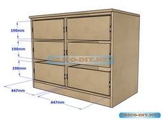 the measurements for an office cabinet with drawers and shelves on each side, including two doors