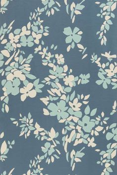 a blue and white floral pattern on fabric