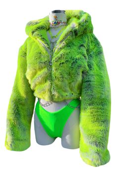 Space Island, Neon Green Shorts, Unique Looks, Cropped Coat, When You Leave, Summer Bikinis, Green Coat, Mode Inspo, Rave Outfits