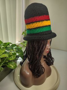 Added November 2024: More premium colors to choose from! ► ITEM DESCRIPTION: Bobby RYG Tall Rasta Roll Brim hat  ♦ Hidden drawstring is used around the inner edge for a custom, snug, stretch-proof fit.  ♦ Has some stretch to allow you to tuck your hair / dreads inside.  ♦ Can wear collapsed for a large fedora style or stuffed as a tall round top hat ► MATERIALS Acrylic ► CARE INSTRUCTIONS ♦ Hand wash with a gentle cleanser. Air dry.  ► MORE CUSTOM OPTIONS ♦ If you would like custom options not s Long Dreadlocks, African Hat, African Hats, Purple Party, Large Hats, Top Hats, Premium Colors, Green Top, Green Tops