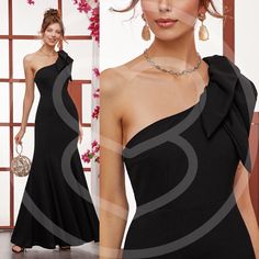 95% Polyester, 5% Spandex One Shoulder Long Black Dress Black Stretch One-shoulder Dress For Formal Occasions, Black One-shoulder Dress With Asymmetrical Neckline For Prom, Glamorous Black One-shoulder Sleeveless Dress, Luxury Black Sleeveless One-shoulder Dress, Black One-shoulder Maxi Dress With Sweep Train, Long Black Dress, Long Black, Boutique Dresses, Dress First