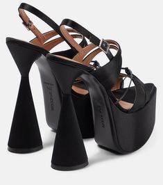 Pure Black, Chunky Platform, Color Name, Black Satin, Black Sandals, Platform Sandals, Ankle Strap, Womens Sandals, Leather Upper