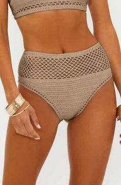 Beach Riot Brinley High Waist Open Knit Bikini Bottoms | Nordstrom Beach Stretch Bottoms With Crochet Trim, Stretch Crochet Trim Bottoms For Beach, Stretch Crochet Bottoms For Vacation, Crochet Trim Stretch Bottoms For Beach, Beige Crochet Trim Beach Bottoms, Beige Crochet Trim Bottoms For Beach, Stretch Beige Bottoms For Poolside, Beige Beachwear Bottoms For Pool, Underwire Swimsuit