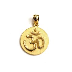 (100% AUTHENTIC) 14k yellow Gold Round Hindu Yoga Om Oum Ohm Symbol Prayer Charm Pendant. "Comes with a gift box" 14K Solid Gold pendant charm. Solid 14K gold, not plated. Nicely polished and shiny. Stamped 14K for Authenticity. this item is satin finish ADDITIONAL INFO: REAL 14K Gold. Polished, Shiny 3.3 grams. it measures 0.64" diameter without bail. Please refer to the photo of the item next to a quarter for comparison purposes. Shipping: Your order will be professionally packed and shipped. US free shipping is for the 48 Continental states. For shipping to Alaska, Hawaii and Puerto Rico please contact us for a quote. We also offer overnight shipping for the cost of $25.00 which the estimated delivery time is one business day. Return Policy: 30 Day Money Back Guarantee We want your onli Yellow Gold Jewelry For Festivals, Spiritual Yellow Gold Wedding Jewelry And Charms, Yellow Gold Spiritual Jewelry For Anniversary, Yellow 14k Stamped Jewelry As Gift, Yellow 14k Stamped Jewelry For Gift, 22k Gold Charms Jewelry Gift, Ohm Symbol, Gold Pendant, Favorite Things List