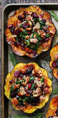 roasted acorns with cranberries and pecans