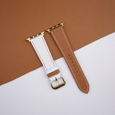 White Brown Epsom Calf Leather Apple Watch Band (Slim Style) 100% handmade custom straps by Vietnamese craftsmen Handdn Watch Bands are compatible with all versions of Apple Watch, including Series 8, 7, 6, SE, 5, 4, 3, 2, and 1.  Structure of a Epsom Apple watch band: Epsom Claf Leather main face, water-resistant and soft Zermatt specialized lining, absolute anti-irritant, Velodon specialized reinforced material (SH-220 reinforcement).  The strap will come FREE with a tang buckle / Quick releas Handmade Watch Bands, Leather Apple Watch Band, Custom Strap, Slim Style, Apple Watch Bands Leather, Strap Top, Strap Tops, Apple Watch Band, Watch Collection