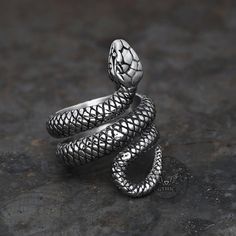 When snakes shed their skin, they are symbols of rebirth, transformation, immortality and healing. Buy 2 get 1 free! Adjustable Symbolic Snake Ring, Spiritual Snake Ring As Gift, Spiritual Snake Ring For Gift, Jewelry For Man, Snake Shedding, Coiled Snake, Fan Style, Retro Punk, New Retro